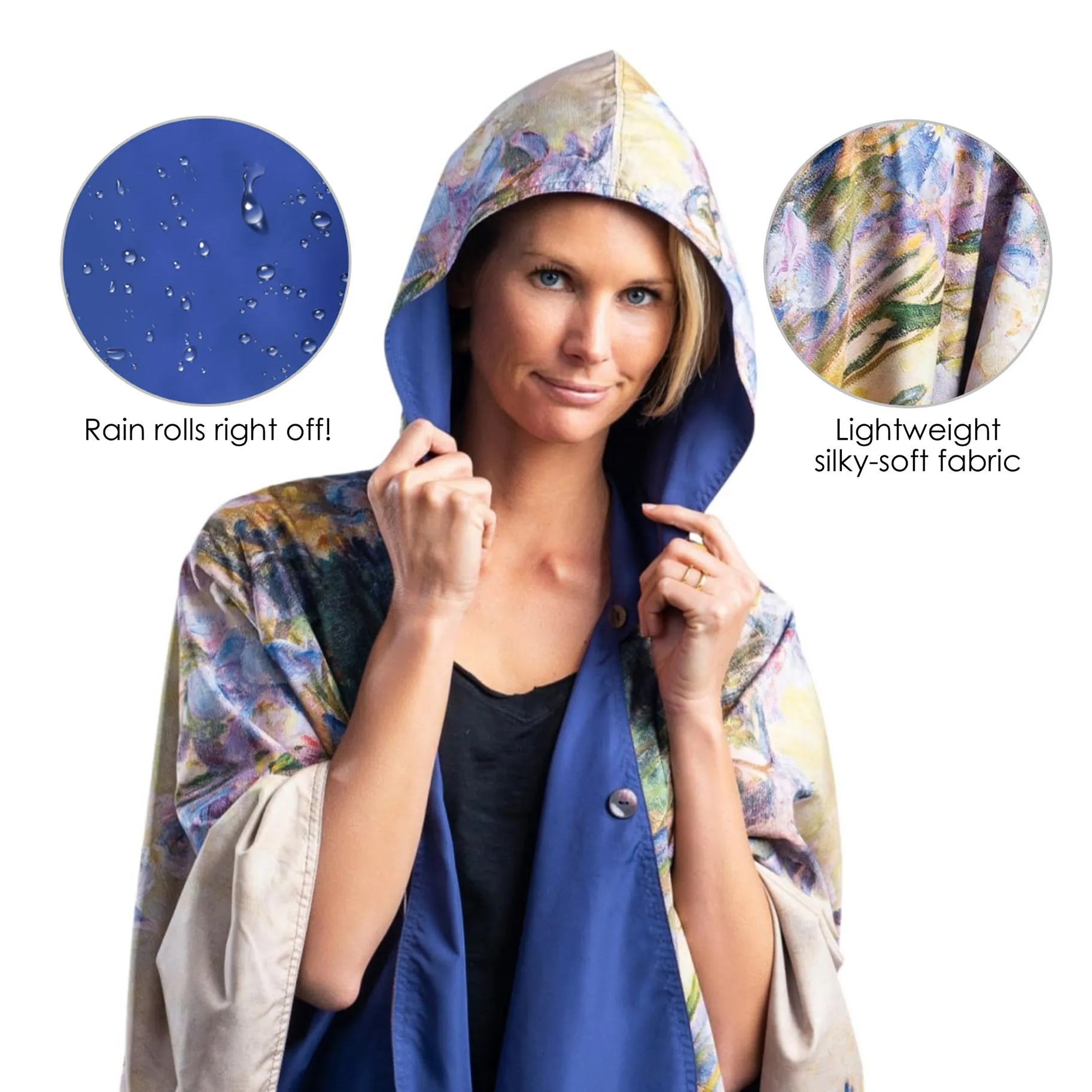 Fine Art RainCaper - Tiffany Peonies & Iris Travel Cape