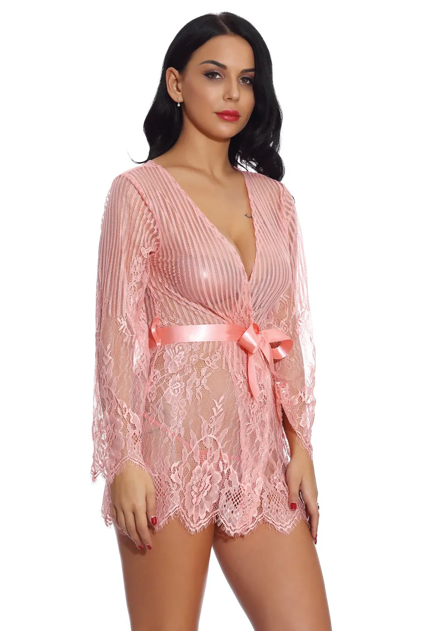 Floral and Stripes Robe