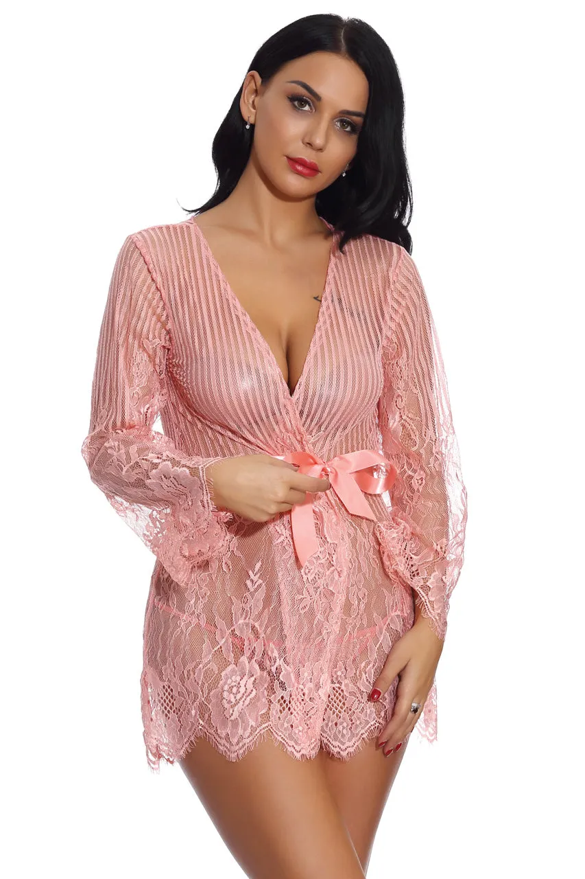 Floral and Stripes Robe