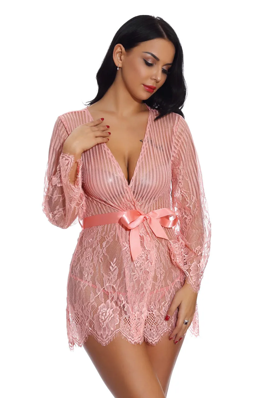 Floral and Stripes Robe