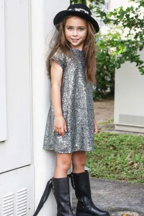 Glamorous Sequin Shift Dress Silver