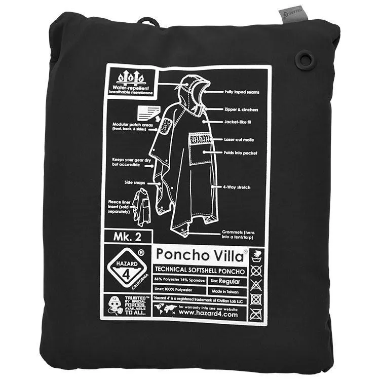 Hazard 4 Poncho Villa 2020 Version Technical Soft-Shell Poncho Black