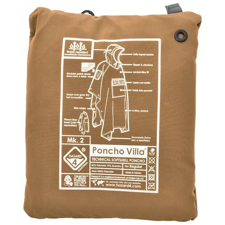 Hazard 4 Poncho Villa 2020 Version Technical Soft-Shell Poncho Coyote