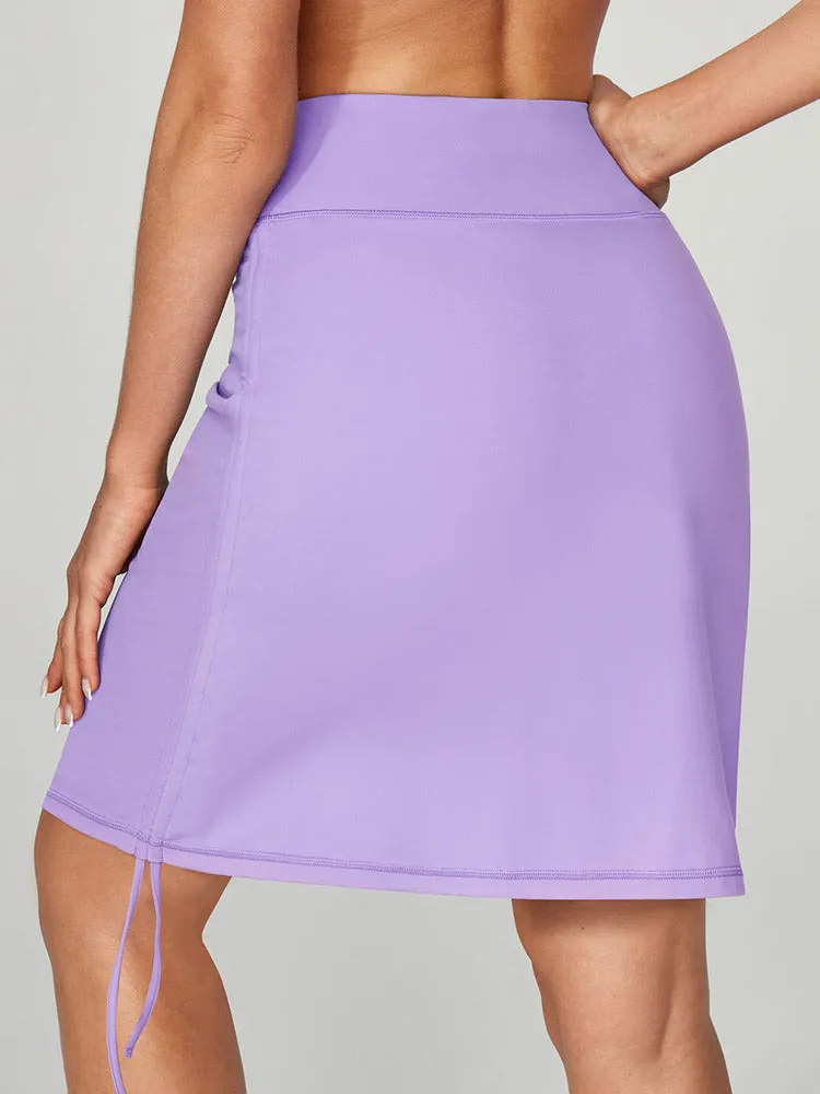 IUGA 20" Knee Length Tennis Skirts With Pockets & Adjustable Side Drawstrings
