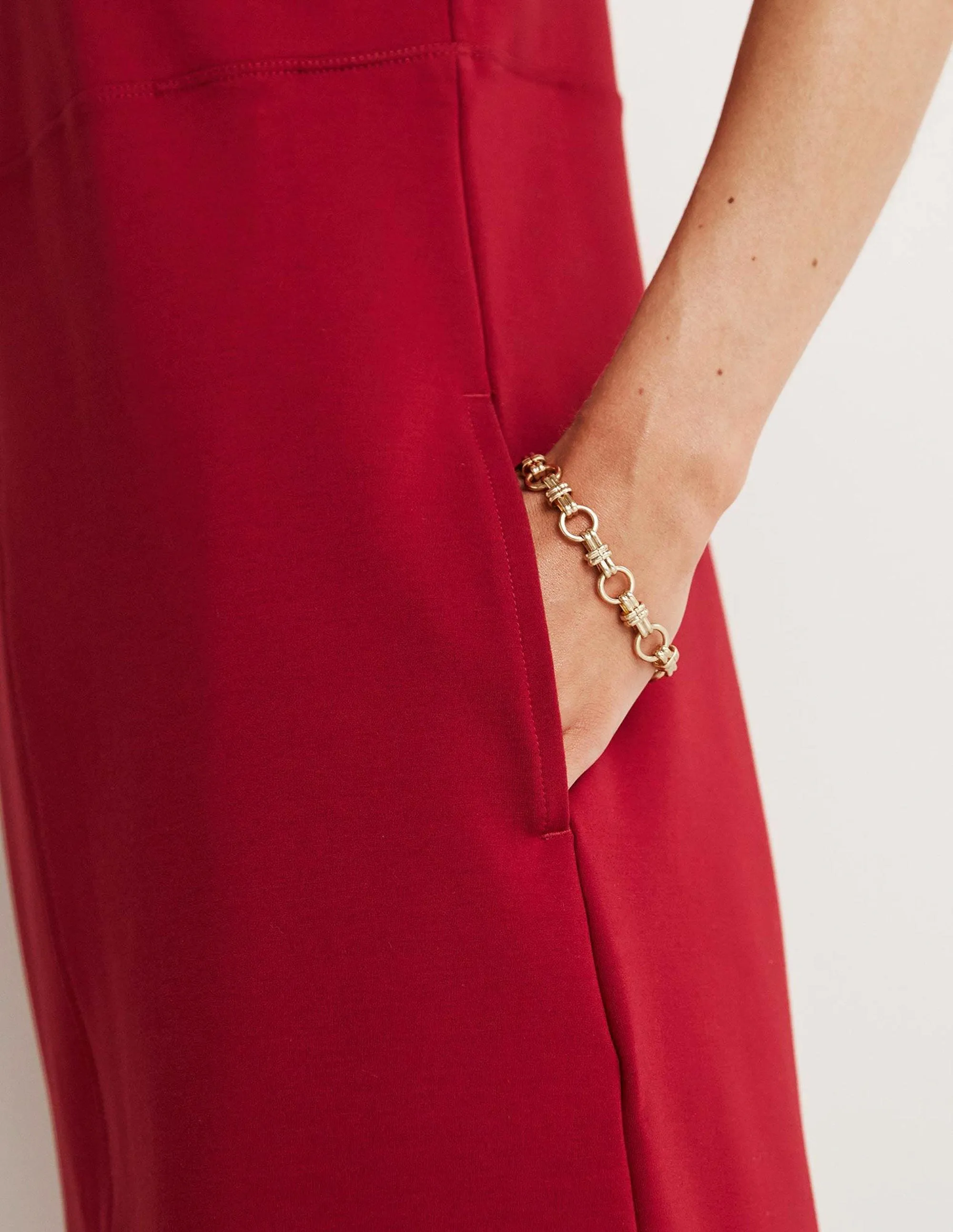 Jersey Mini Shift Dress-Russet Red