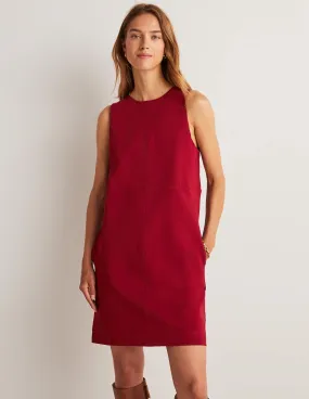 Jersey Mini Shift Dress-Russet Red
