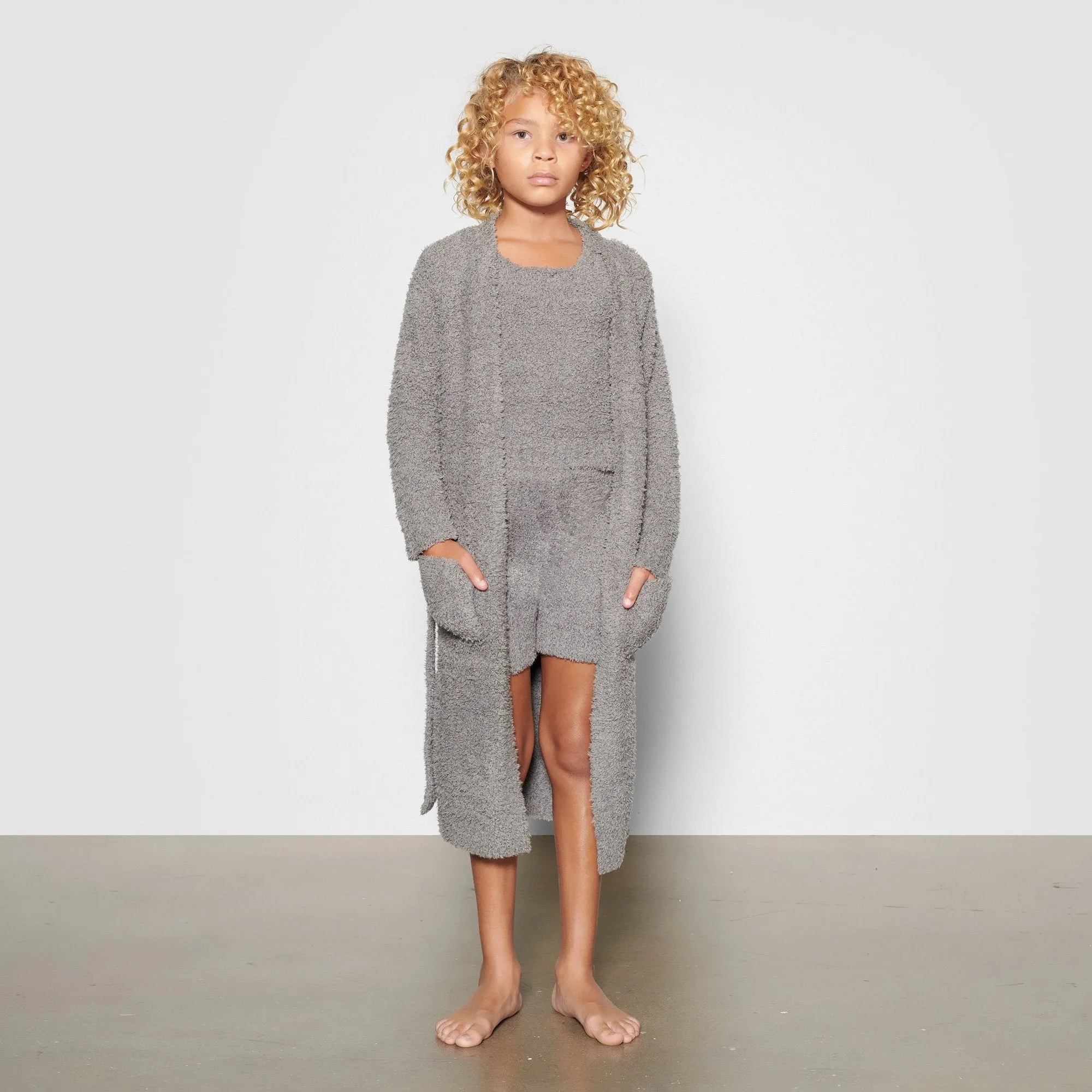 KIDS COZY KNIT ROBE | SMOKE