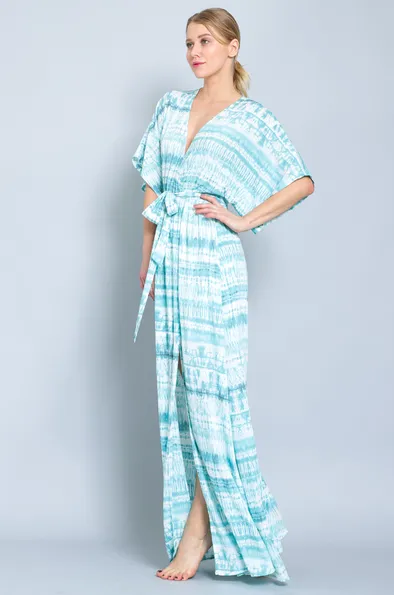 Kimono Sleeve Tie-Dye Maxi Dress
