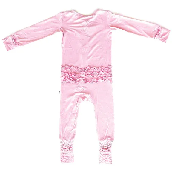 Laree   Co LILLIAN PINK BAMBOO CONVERTIBLE SNAP FOOTIE