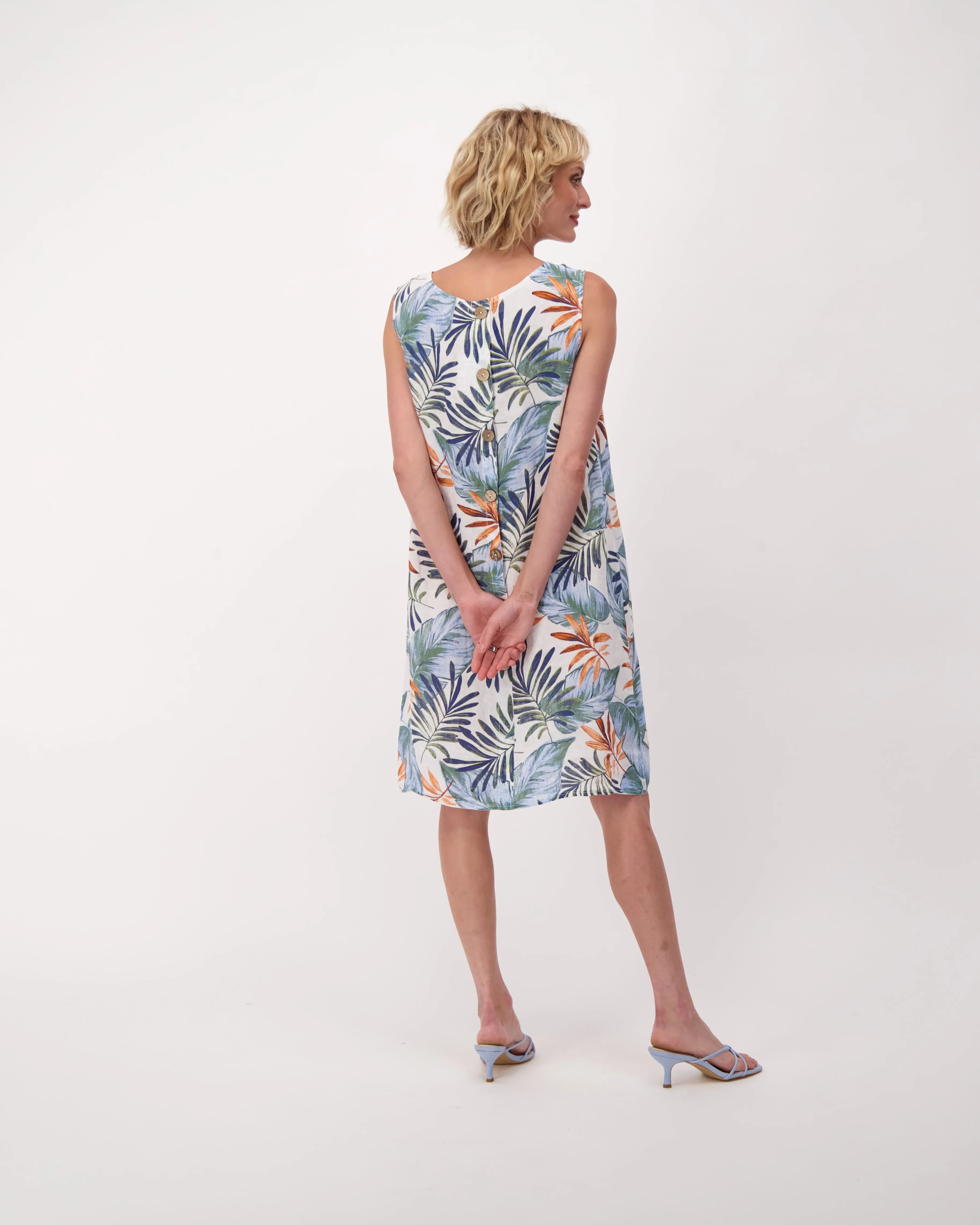 Linen Button Back Shift Dress
