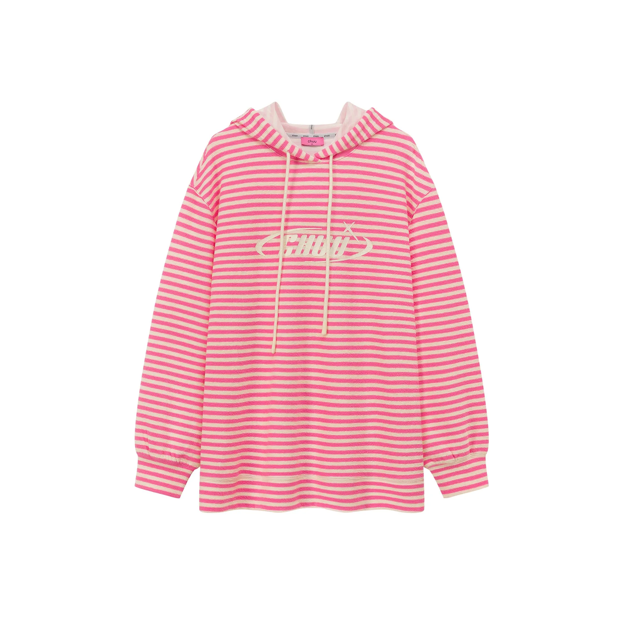 Logo Striped Loose Hoodie