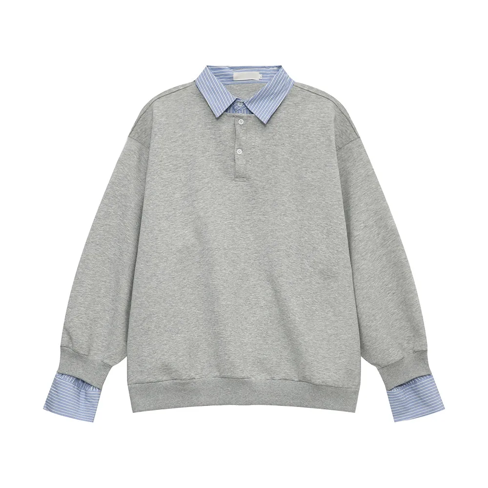 Loose Fit Contrast Stitching Pullover
