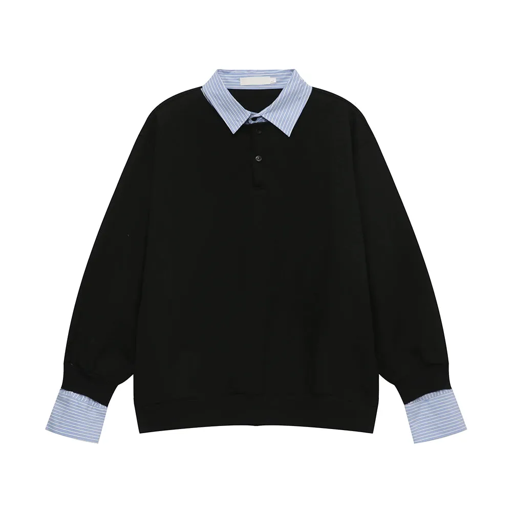 Loose Fit Contrast Stitching Pullover