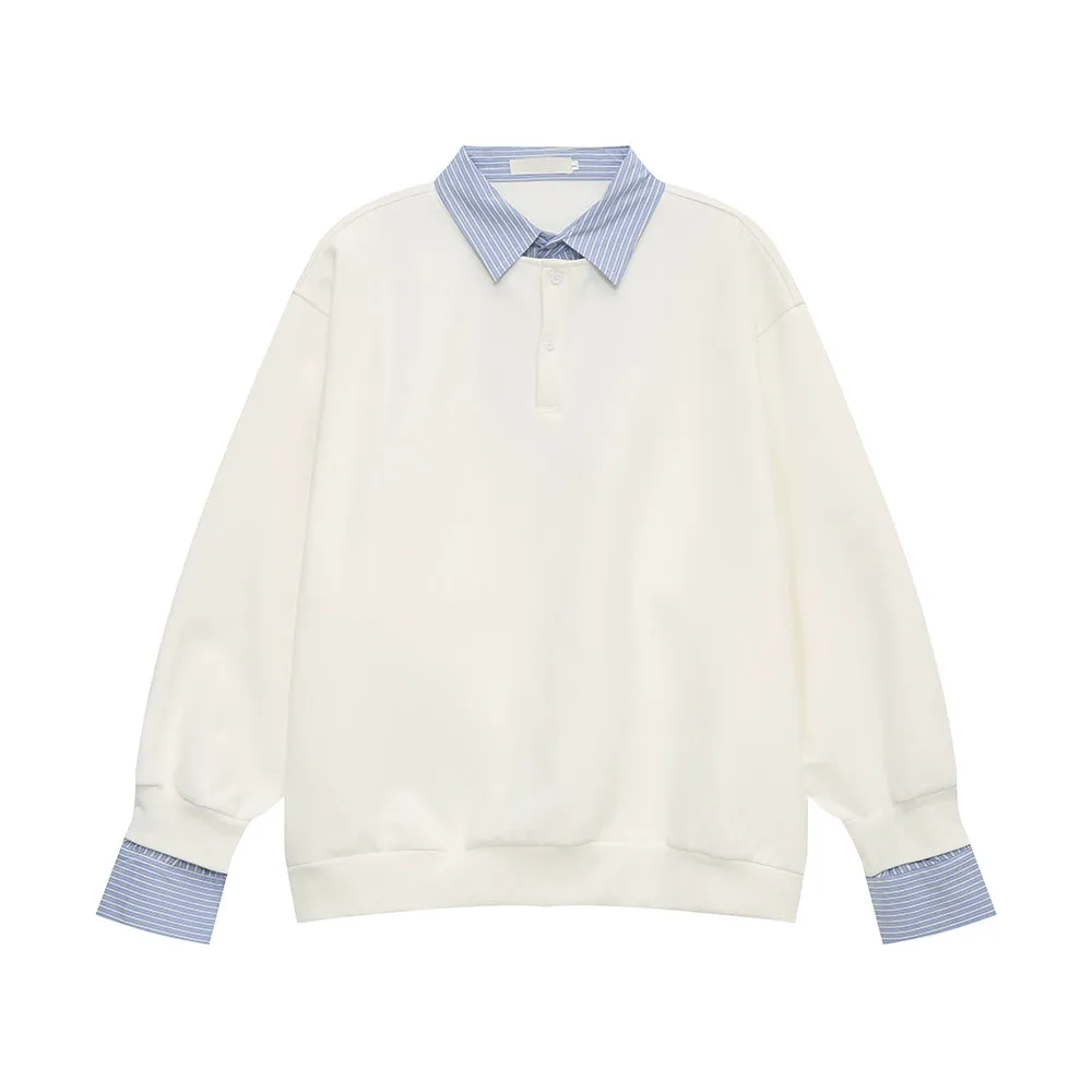 Loose Fit Contrast Stitching Pullover