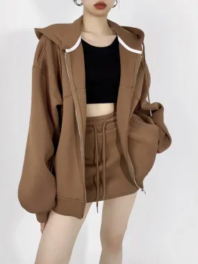 Loose Harajuku Oversized High Street Open Zipper Long Sleeve Casual Hoody