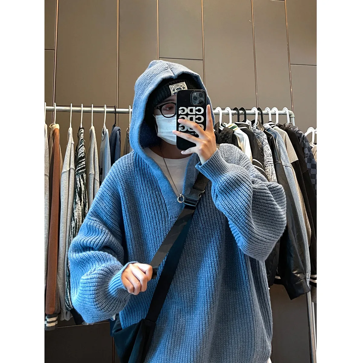 Loose Knit Pullover Hoodie