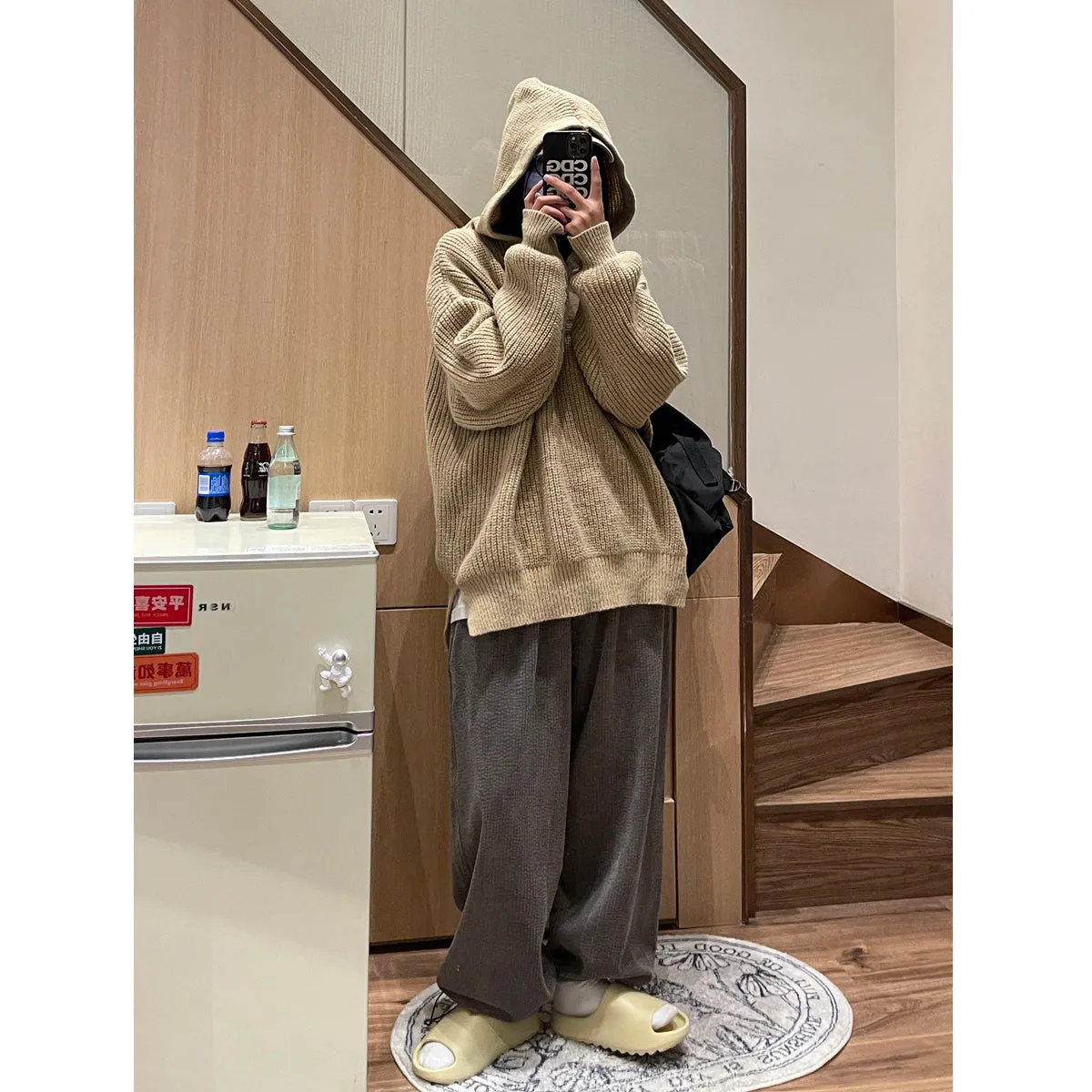 Loose Knit Pullover Hoodie