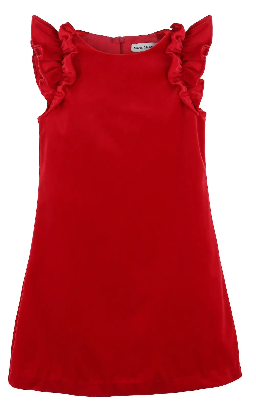Luli & Me Maria Casero Girls Deluxe Velvet Holiday Party Shift Dress - Red