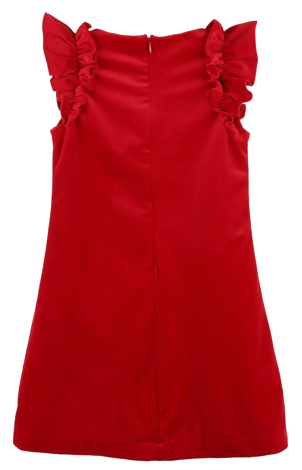 Luli & Me Maria Casero Girls Deluxe Velvet Holiday Party Shift Dress - Red