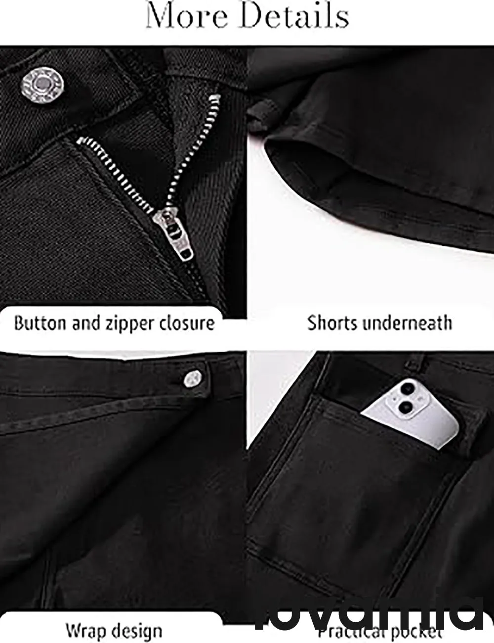 LUVAMIA Denim Skorts for Woman Cargo Faux Wrap Jean Skort Skirts Stretchy High Waisted Skirt Shorts