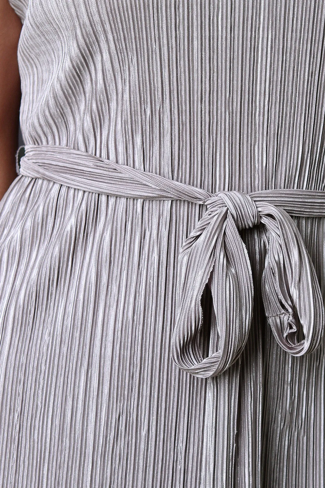 Micro Pleated Waist Tied Dress