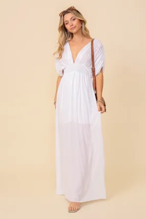Off White Summer Spring Vacation Maxi Sundress Lined