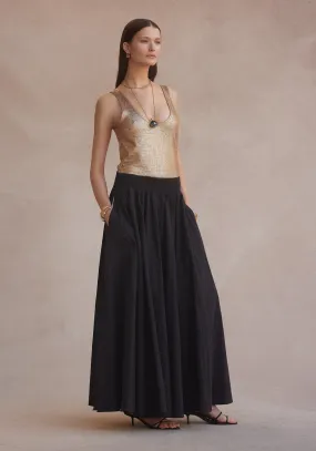 OLEANDER MAXI SKIRT BLACK TAFFETA