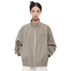 Olive Green Metal Chain Standing Collar Jacket