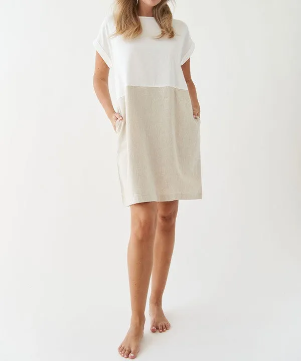 Organic Linen Blend and Bamboo Two Tone Dress