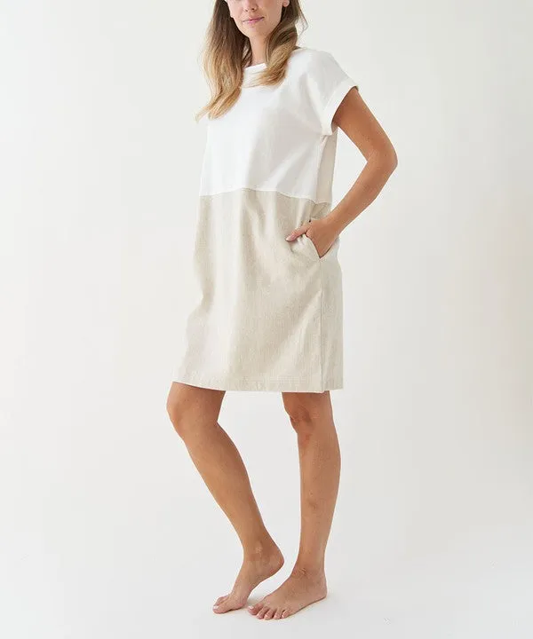 Organic Linen Blend and Bamboo Two Tone Dress