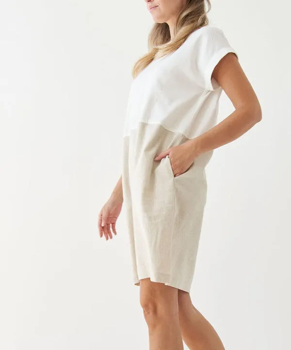 Organic Linen Blend and Bamboo Two Tone Dress