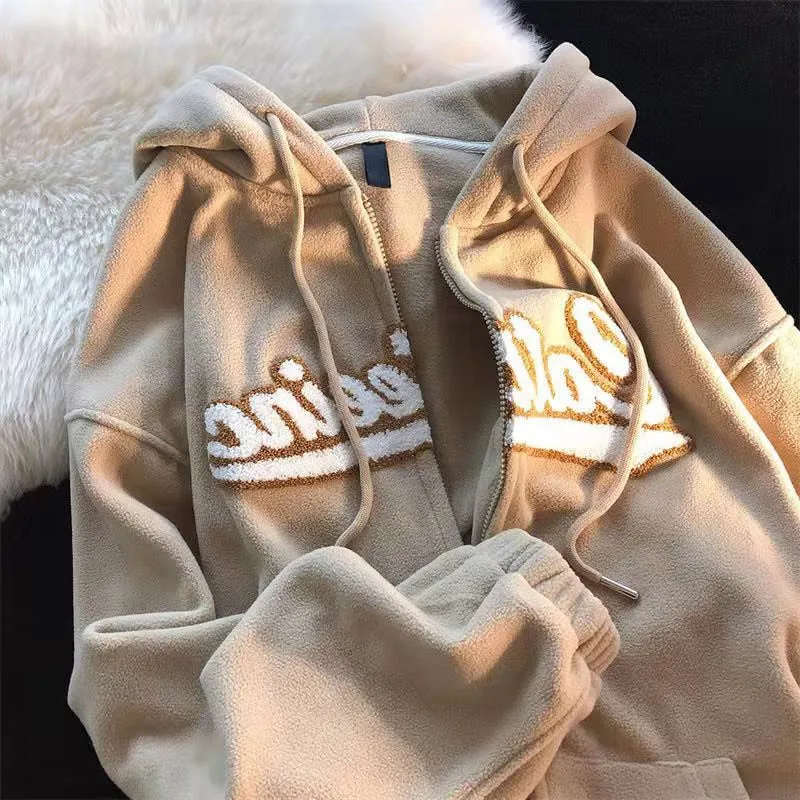 Oversized Solid Color Zip Up Sweatshirt