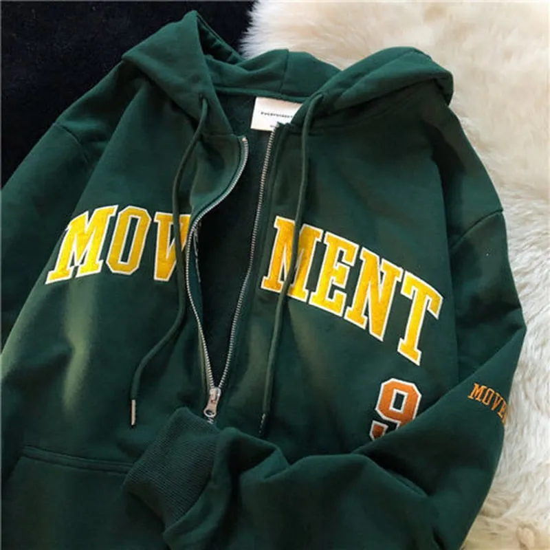 Oversized Solid Color Zip Up Sweatshirt