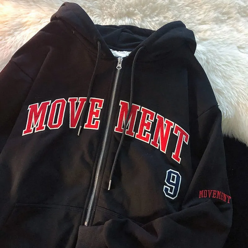 Oversized Solid Color Zip Up Sweatshirt