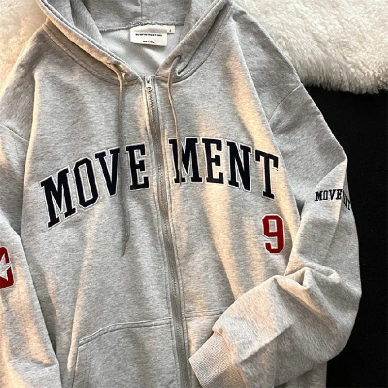 Oversized Solid Color Zip Up Sweatshirt