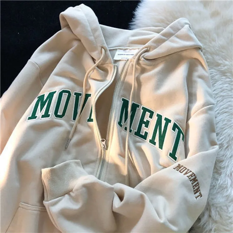 Oversized Solid Color Zip Up Sweatshirt