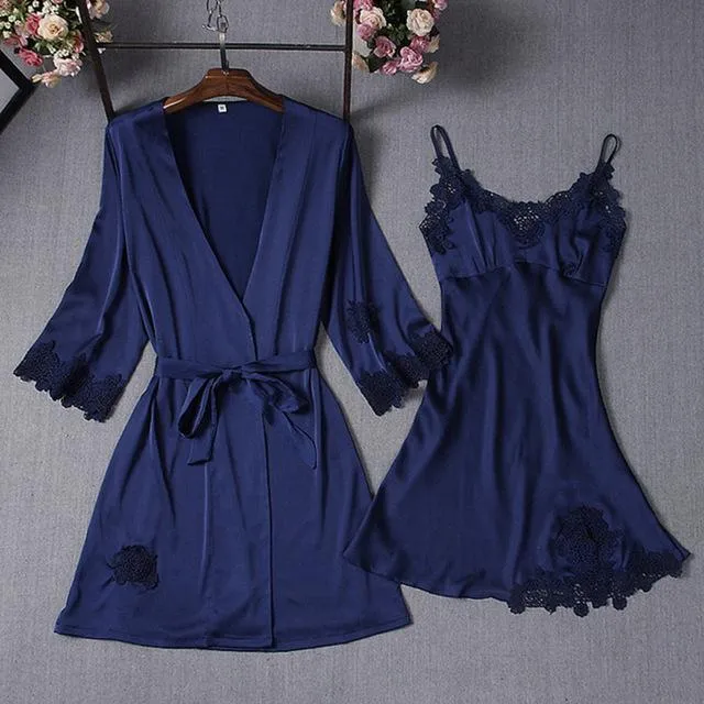 Pajamas Sets Silk Women Nightgowns Sexy Ladies Satin Nightwear Women Robe Nighties Sleepwear shorts combinaison pyjama femme
