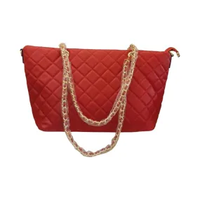 Red Quilted Chain Handbag