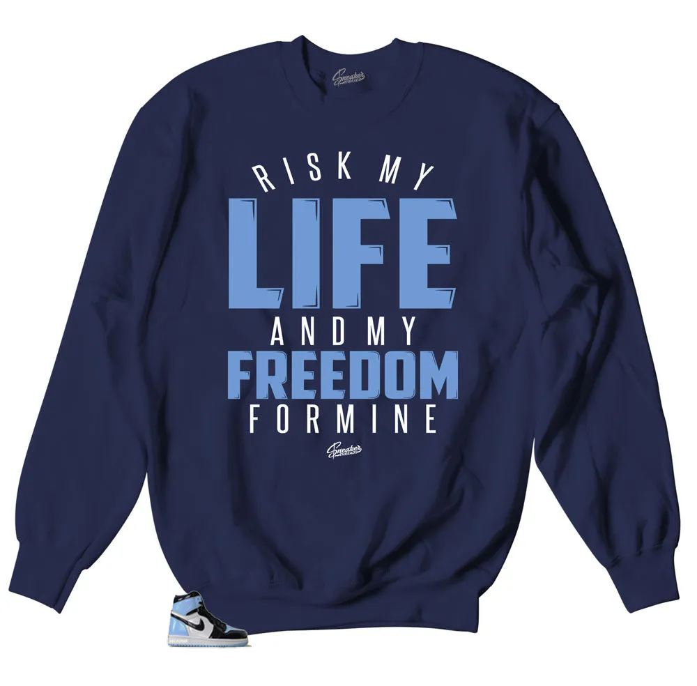 Retro 1 Uni Blue Patent My Life Sweater