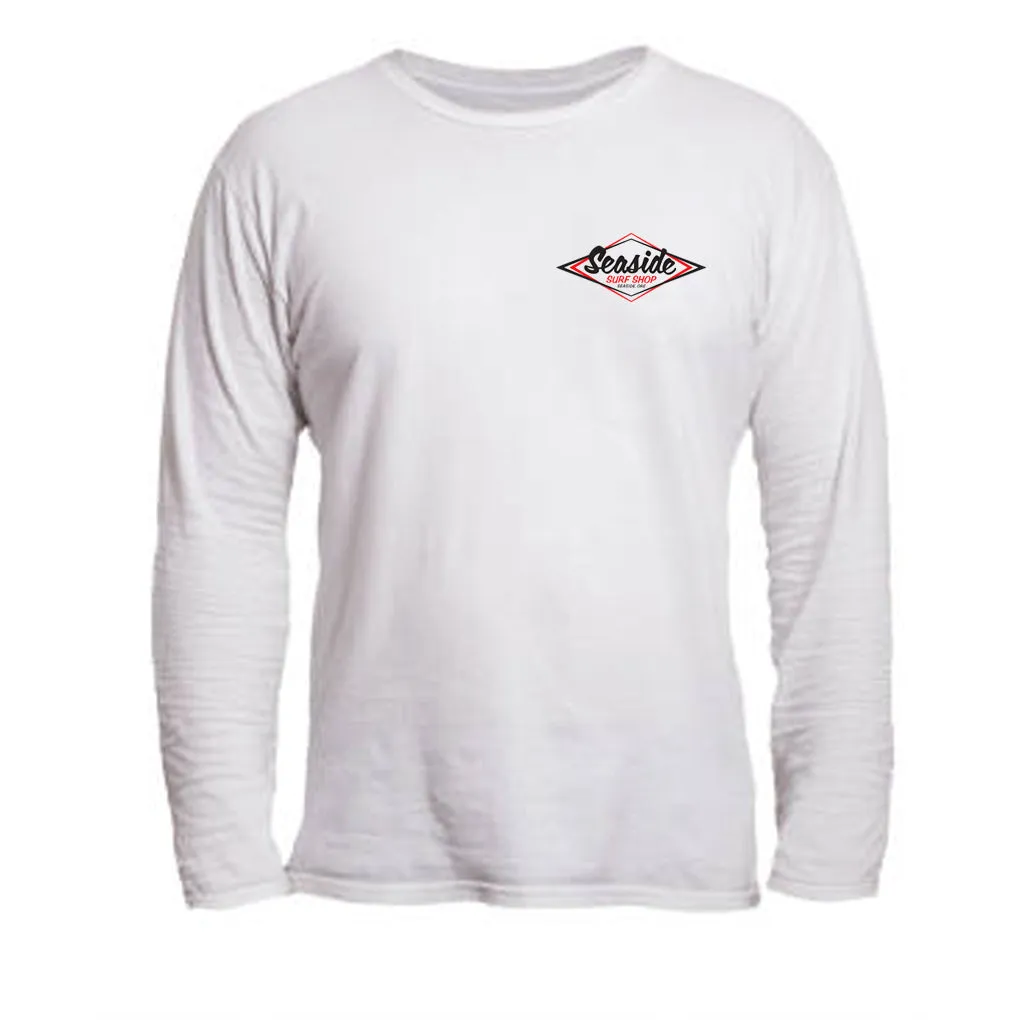 Seaside Surf Shop Mens Vintage Logo L/S  Tee - White