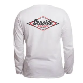 Seaside Surf Shop Mens Vintage Logo L/S  Tee - White
