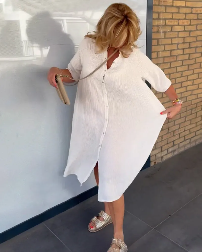 TastyHottie - Solid Color Button Shift dress