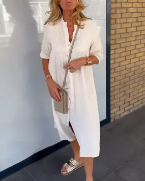 TastyHottie - Solid Color Button Shift dress