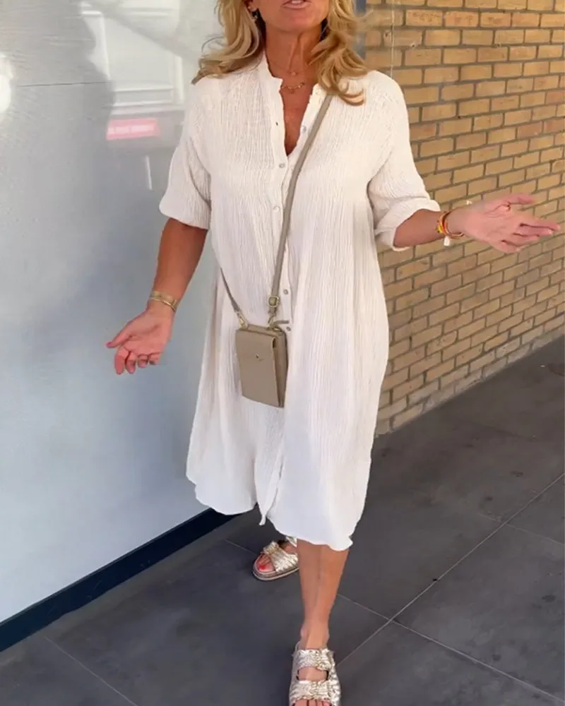 TastyHottie - Solid Color Button Shift dress