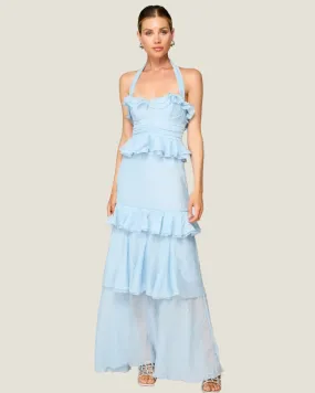 The Solana: Light Blue Halter Maxi Dress