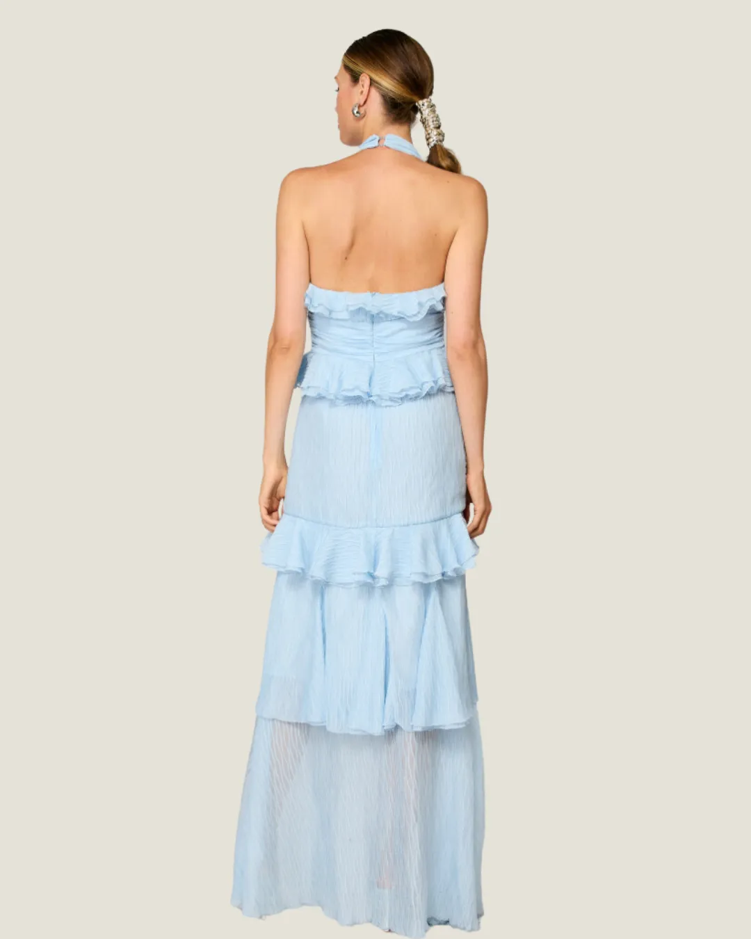 The Solana: Light Blue Halter Maxi Dress