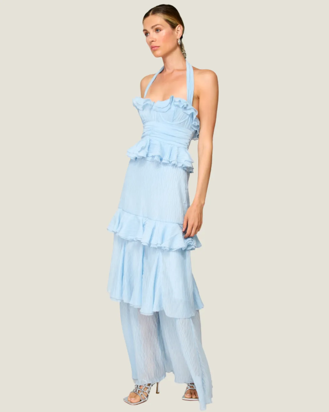 The Solana: Light Blue Halter Maxi Dress