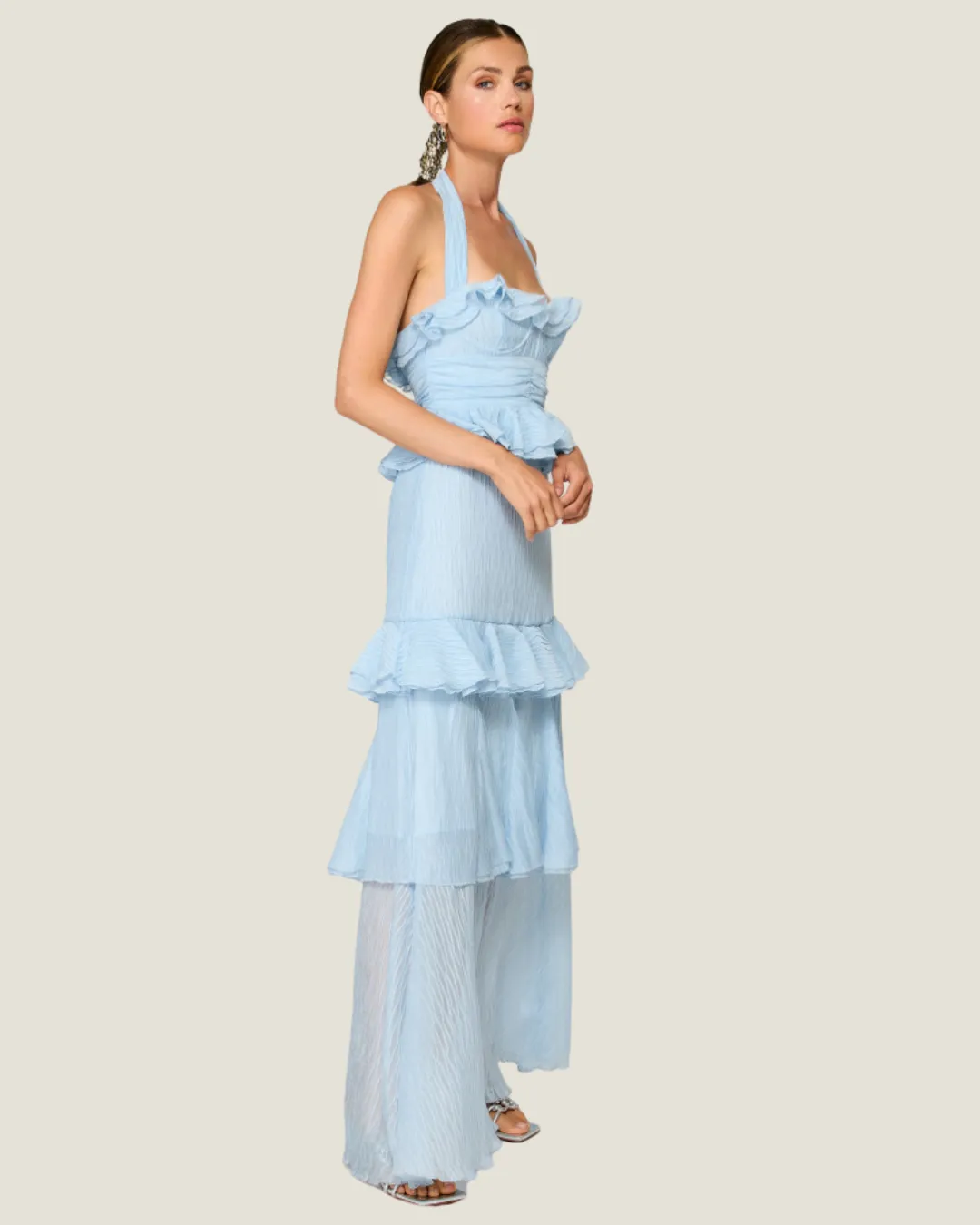 The Solana: Light Blue Halter Maxi Dress