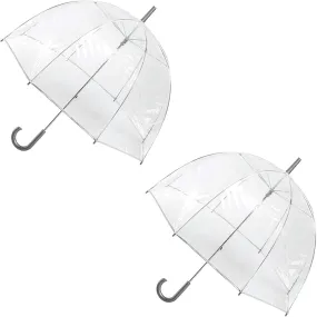 totes Adult Clear Bubble Umbrella with Dome Canopy, Lightweight Design, Wind and Rain Protection Umbrella, Clear - 2pk, Adults - 51" Canopy
