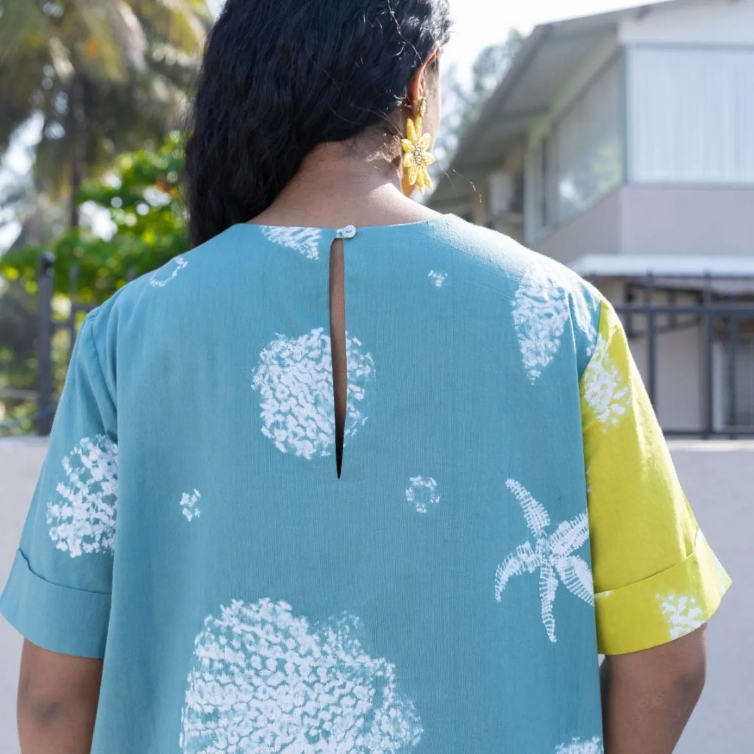 Tropical Shift Dress for Women | Shibori-Crafted | Cotton | All Day Wear